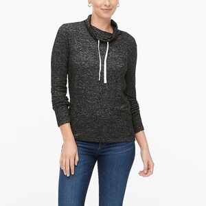 J. Crew Factory Funnelneck pullover in signature cozy yarn in Marled Black